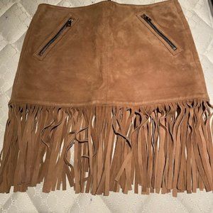 BARBARA BUI Suede Fringed Skirt w/ Tags Size: M